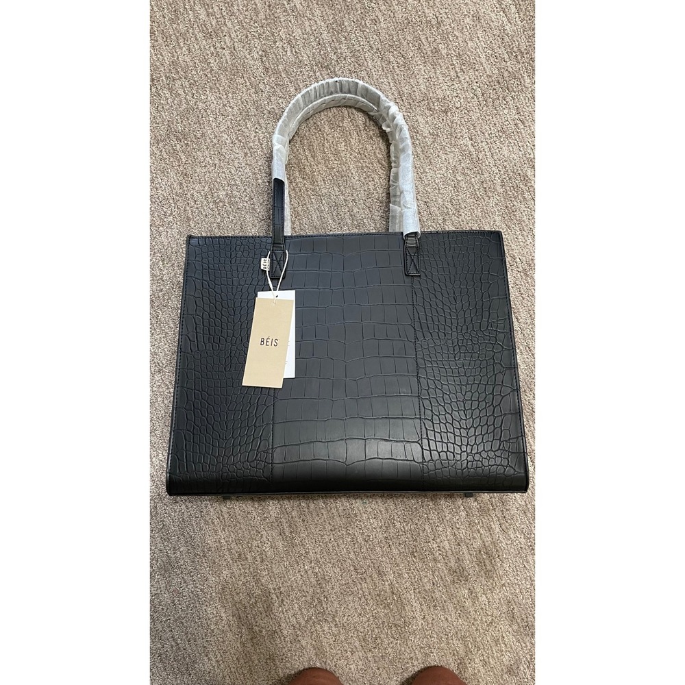 BEIS Large Work Tote in Black Croc NEW with tags - Picture 3 of 15